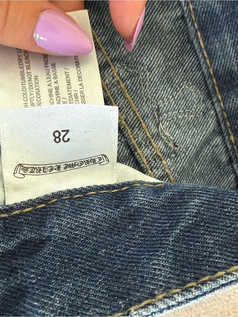 Chrome Hearts Light Blue Denim Jeans with Black Cross Patches - Picture 4 of 4